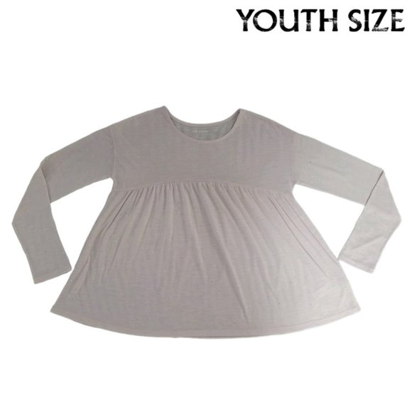 🏁3/$10🏁 JOE FRESH Girls Long Sleeve Babydoll Top (Light Pink & Silver ) - Picture 1 of 4